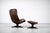 Wood Set of Mid-Century Danish Modern Brown Leather Adjustable Easy Chair and Ottoman from Berg Furniture, 1970s For Sale - Image 7 of 18