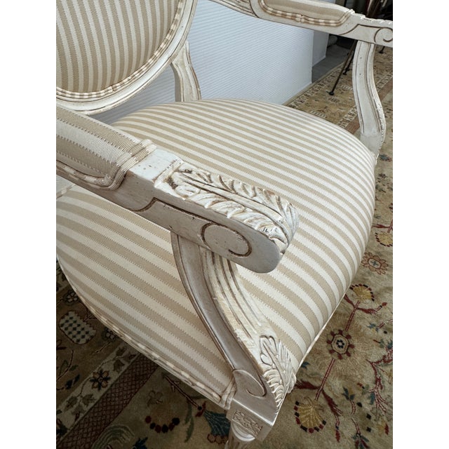Wood Ethan Allen French Louis XVI Style Armchairs, Pair For Sale - Image 7 of 12