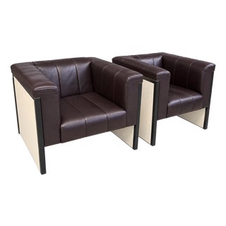 Vintage Echtleder Sessel Aus Rolls Royce Showroom Armchair - Heather Top Design Classic !, 1990s, Set of 2 For Sale