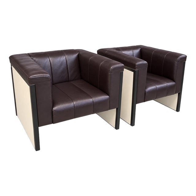 Vintage Echtleder Sessel Aus Rolls Royce Showroom Armchair - Heather Top Design Classic !, 1990s, Set of 2 For Sale