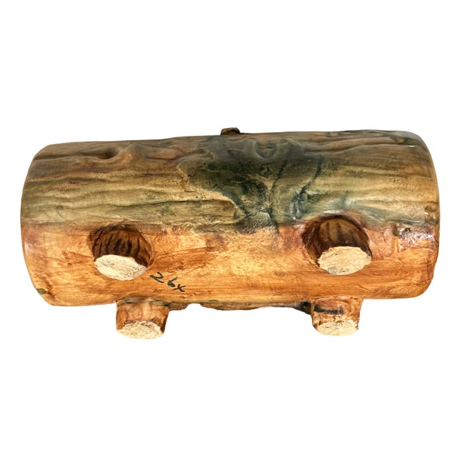 1920s Weller Pottery Faux Bois Oak Leaf Woodcraft Log Jardiniere For Sale - Image 10 of 10