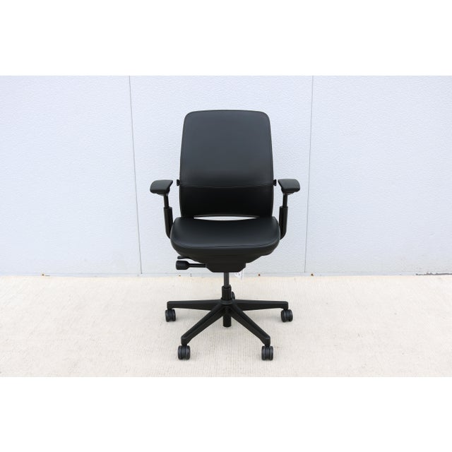 Steelcase New Amia Executive Ergonomic Office Chair Black Vinyl Fully Adjustable For Sale In New York - Image 6 of 18
