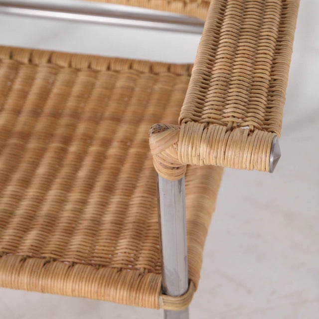 Light Yellow Wicker and Chrome Chairs, 1980s, Set of 2 For Sale - Image 8 of 15