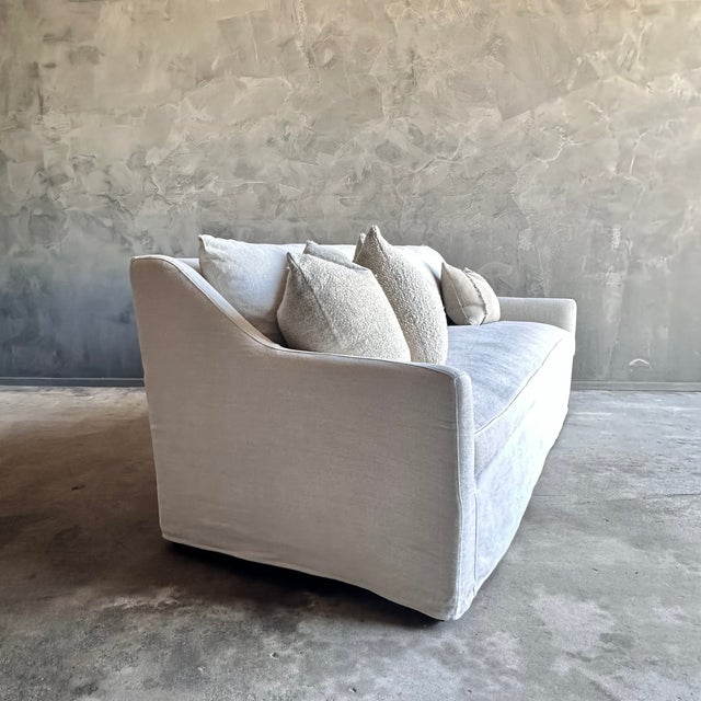 Slip Covered Slope Arm Sofa in Flax With Down Cushions - Hemp For Sale In Los Angeles - Image 6 of 6