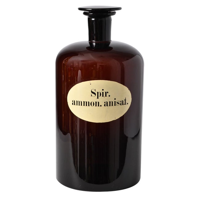 Antique Brown Glass Apothecary Bottle, 1890s For Sale