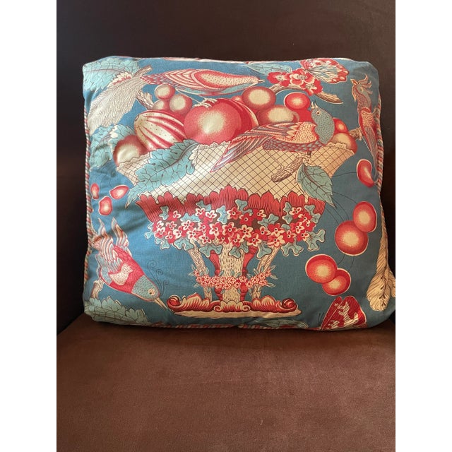 Vintage Nancray fabric from Brunchwig & Fils with silk trimming pillow. Filled with goose down.