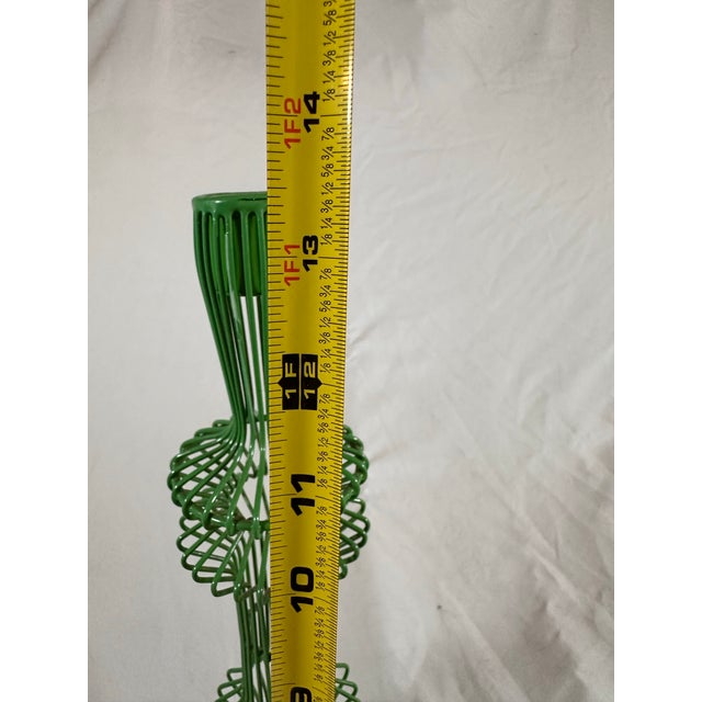 Set of Green Wire Taper Candle Holders For Sale - Image 4 of 7