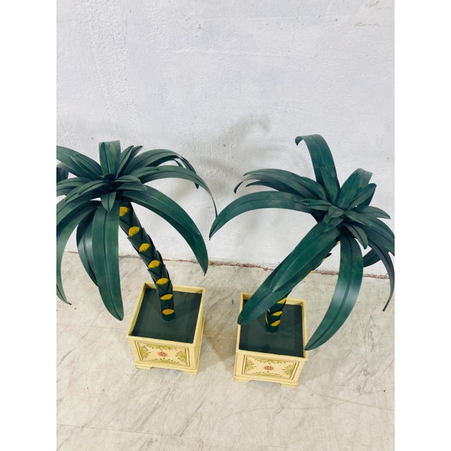 1970s Vintage Coastal Tole Palm Trees For Sale - Image 5 of 7