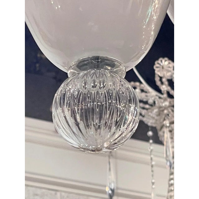 Glass Modern White & Clear Murano Glass Chandelier For Sale - Image 7 of 9
