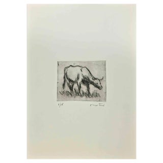 Enotrio Pugliese, Bull, Etching, 1963 For Sale