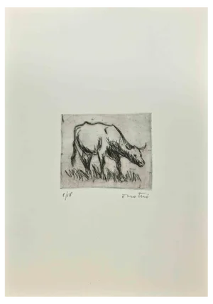 Enotrio Pugliese, Bull, Etching, 1963