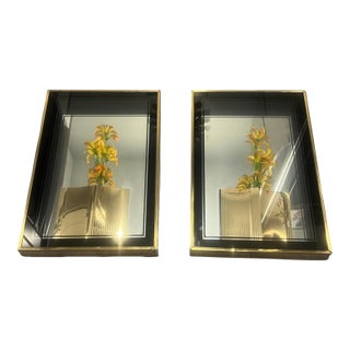 Vintage 1970s Postmodern 80s 3d Brass Wall Art Mechanical Mirror Works Inc Glass For Sale