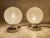 Pair of vintage mid century table lamps by doria germany, featuring lava crystal globe glass shade on chrome base...