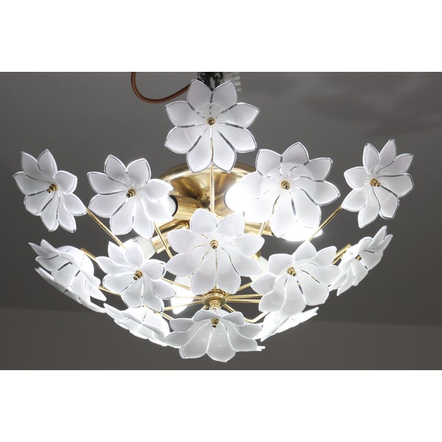 White 1980s Audrey Hepburn, Delicious Murano Glass Ceiling Light White Wall Light Flowers For Sale - Image 8 of 16