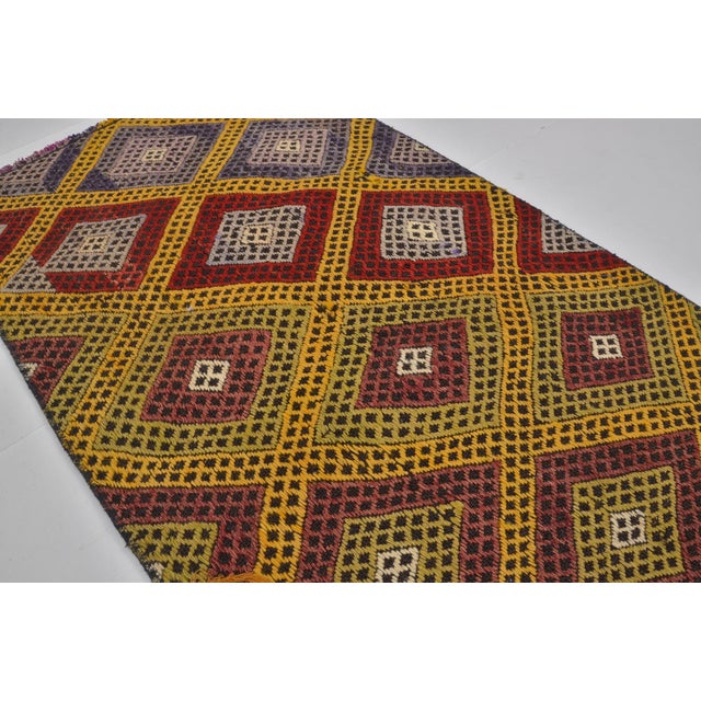 1960s Small Vintage Geometric Kilim Rug For Sale - Image 5 of 10