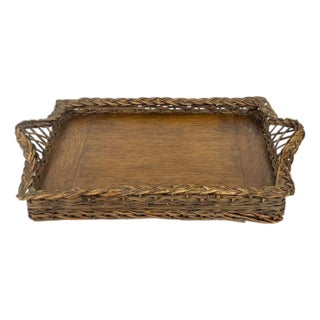 Antique French Provincial Small Size Wicker Gallery Tray For Sale