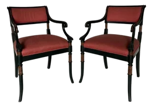 Early 20th Century Chic Pair of Regency Style Armchairs
