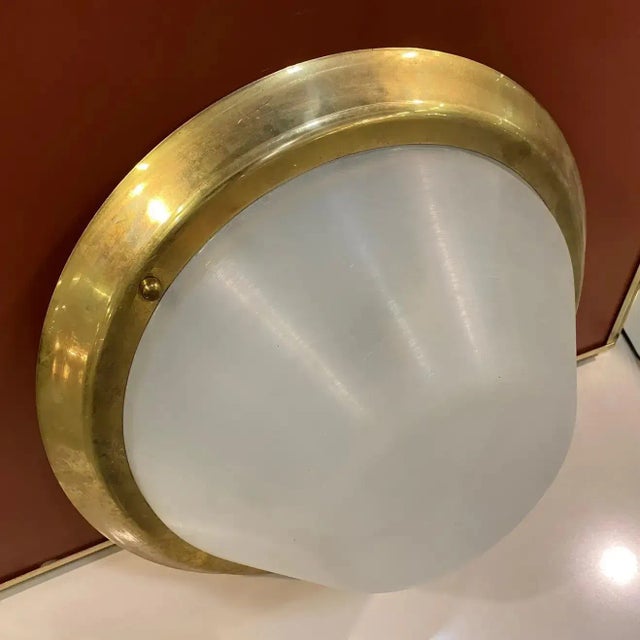 Mid-Century Modern 1970s Mid-Century Modern Brass and Plexiglass Italian Ceiling Light For Sale - Image 3 of 12