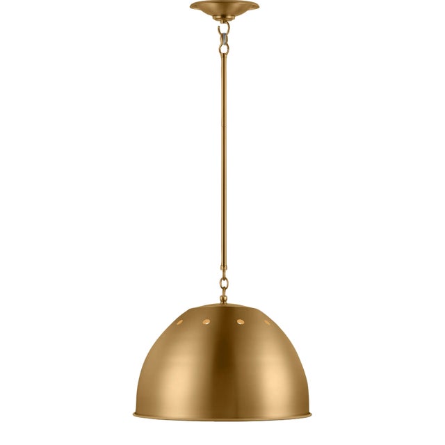 Thomas O'Brien by Visual Comfort Studio Robbie 1-Light Large Pendant in Burnished Brass For Sale