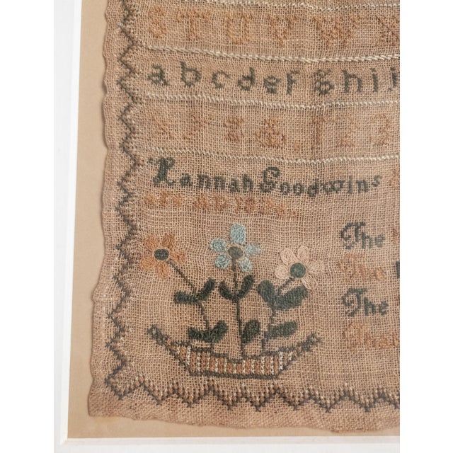 Tan 19th Century English Schoolgirl's Needlework Embroidered Alphabet Sampler 1826 For Sale - Image 8 of 11