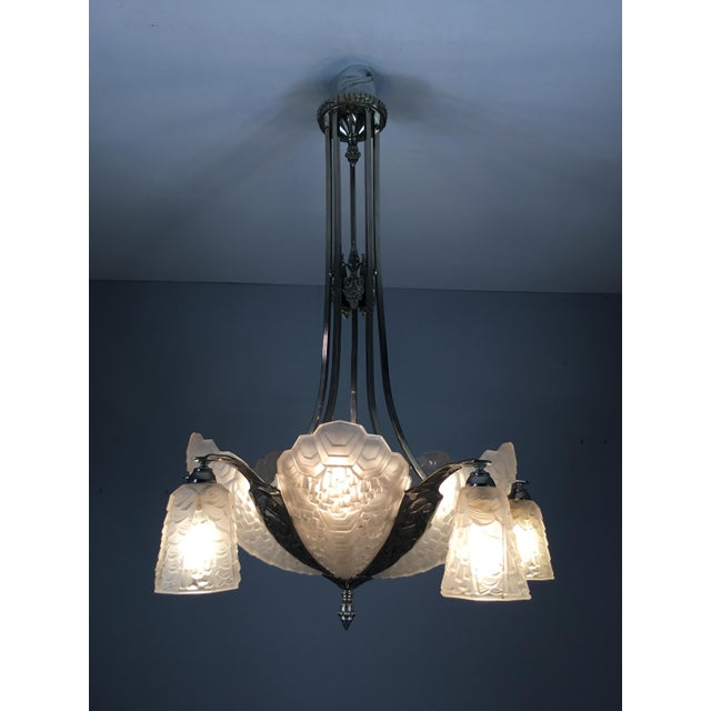 Art Deco Chandelier by André Nuet & Charles Schneider, 1920s For Sale - Image 10 of 16