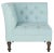 Wood Tufted Corner Chair in Sky Blue & Espresso For Sale - Image 7 of 7