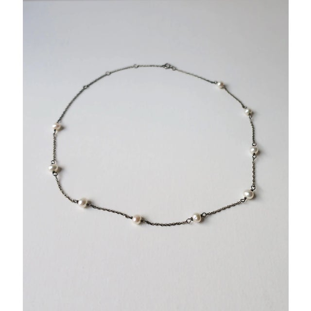 Metal Pearl Necklace For Sale - Image 7 of 10