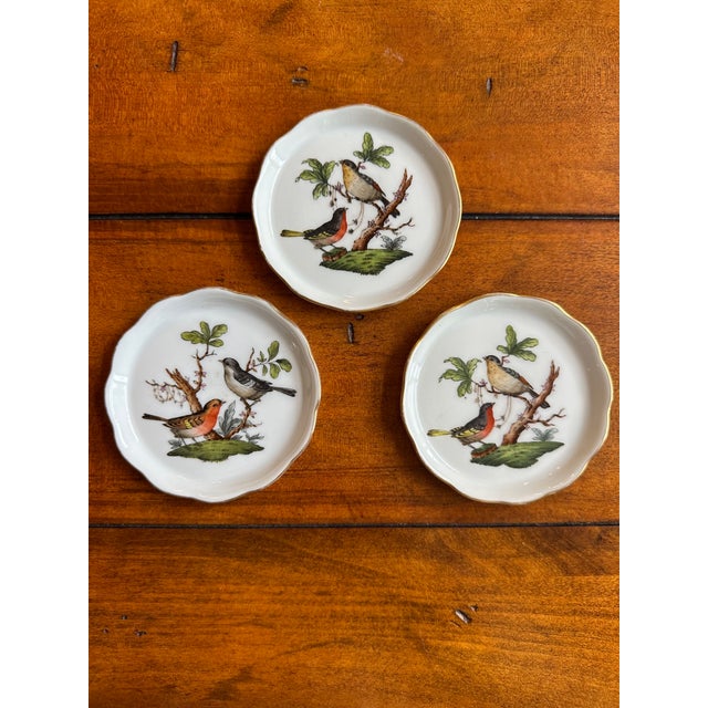Ceramic Late 20th Century Herend Rothschild Bird Pattern Coasters - Set of 3 For Sale - Image 7 of 9