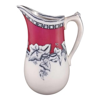 Uk Circa 1876 - 1880 Ceramic Milk Pitcher Red Black Ivy Attributed to Stephen Clive & Co For Sale