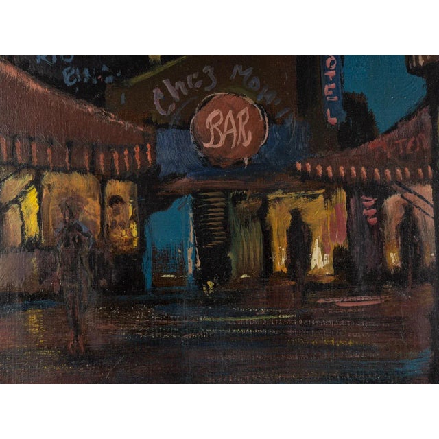1960s R. Marien, Pigalle in the Night, Oil on Wooden Plate, Framed For Sale - Image 5 of 10