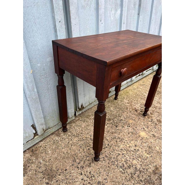 Farmhouse Antique Early American Empire Style Single Drawer Work Table. Side Table For Sale - Image 3 of 11