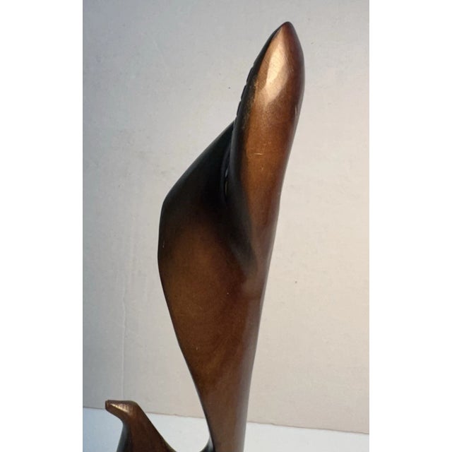 Vintage MCM Hand Carved Wooden Modernist Abstract Sculpture Figurine For Sale - Image 6 of 9