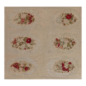 1880s Antique French Botanic Needlepoint Rug