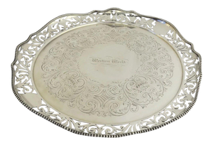 Historic Nautical Silver Plated Serving Tray from Steam Paddle Boat c 1860 "Western World"
