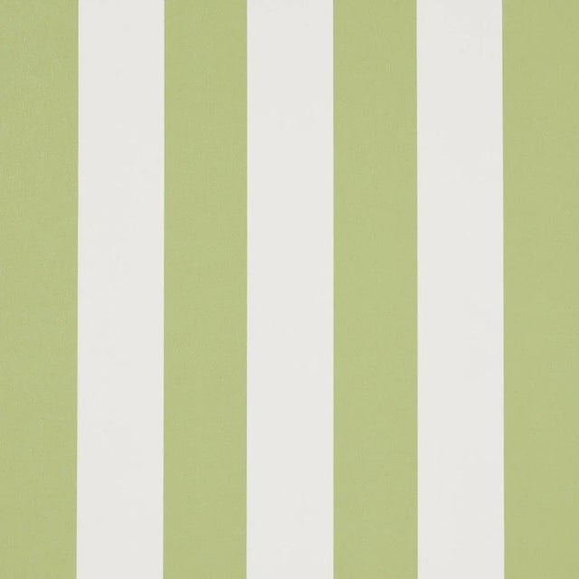 Schumacher Emma Stripe Wallpaper In Leaf For Sale