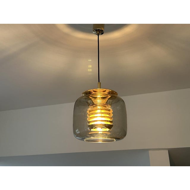 Vintage Gilded Glass Pendant Light from Erco, 1970s For Sale - Image 6 of 13
