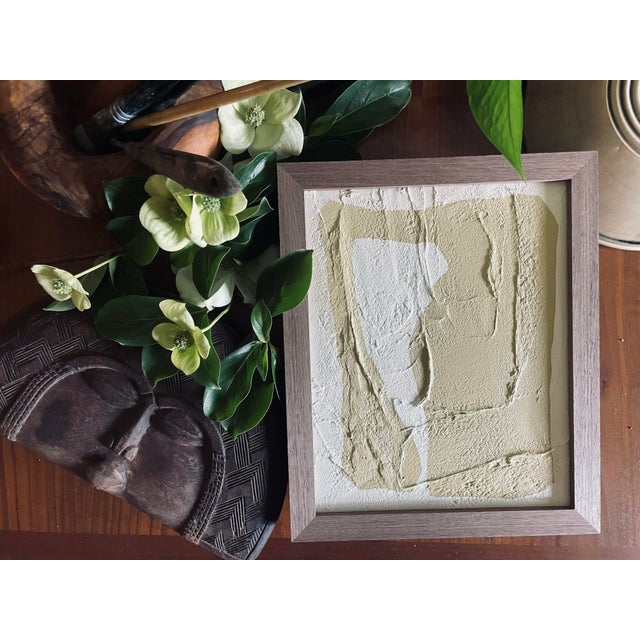 Original minimalist abstract painting on stretched cotton canvas. Framed in a solid wood locally crafted frame. The...