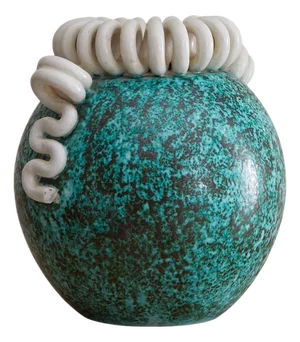 French Turquoise Ceramic Vase by Gustave Asch, 1940s