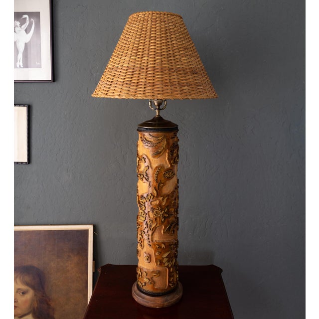 19th Century Belgian Carved Wallpaper Roll Lamp For Sale - Image 11 of 14