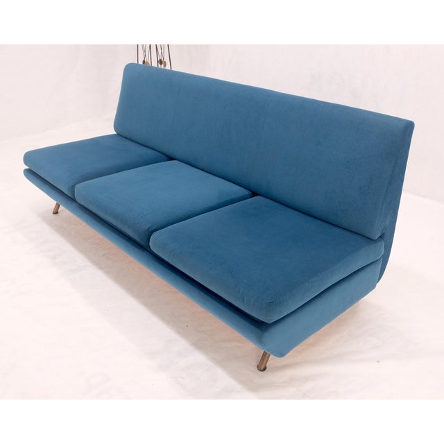Arflex Marco Zanuso Sofa for Arflex Mid Century Italian Modern Teal Upholstery Clean! For Sale - Image 4 of 18