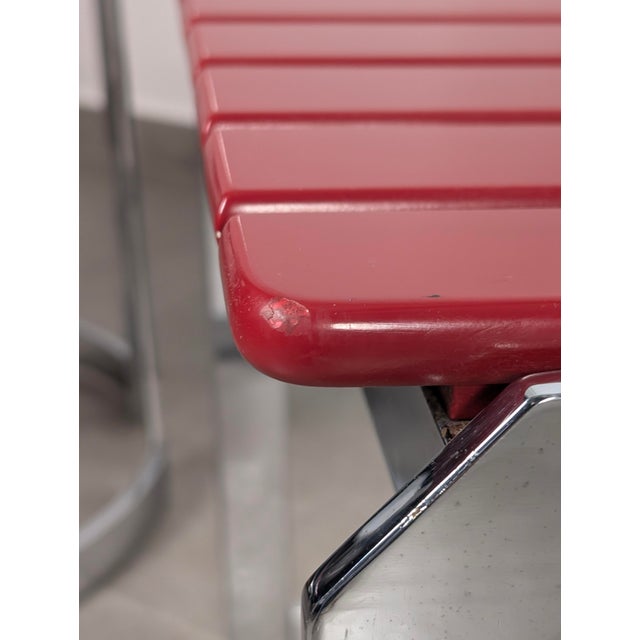 Postmodern Chairs in Chrome Steel and Red Wood, 1980s, Set of 4 For Sale - Image 9 of 12