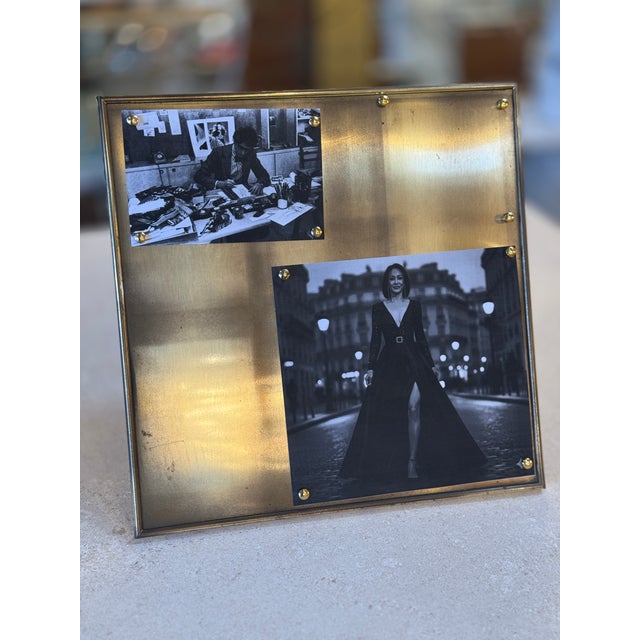 1970s Brass Magnetic Photo Frame With Decorative Studs For Sale - Image 5 of 11