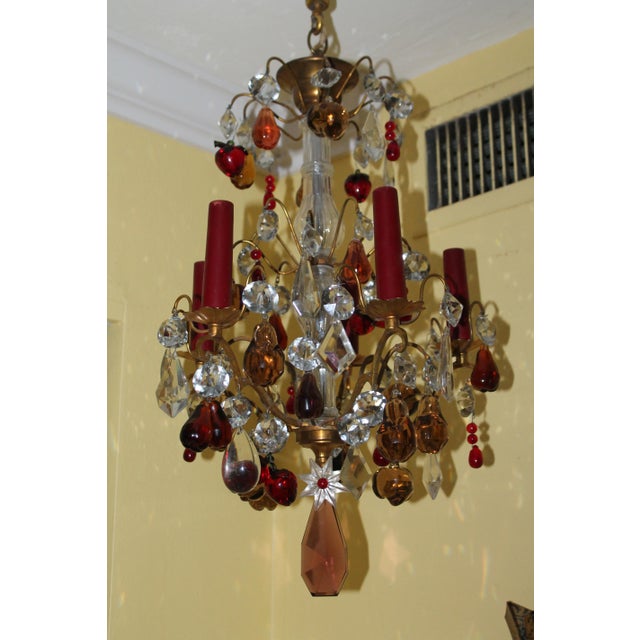 French 1890 French Antique Louis XV Bronze W/ Murano Crystal Fruit Chandelier For Sale - Image 3 of 10