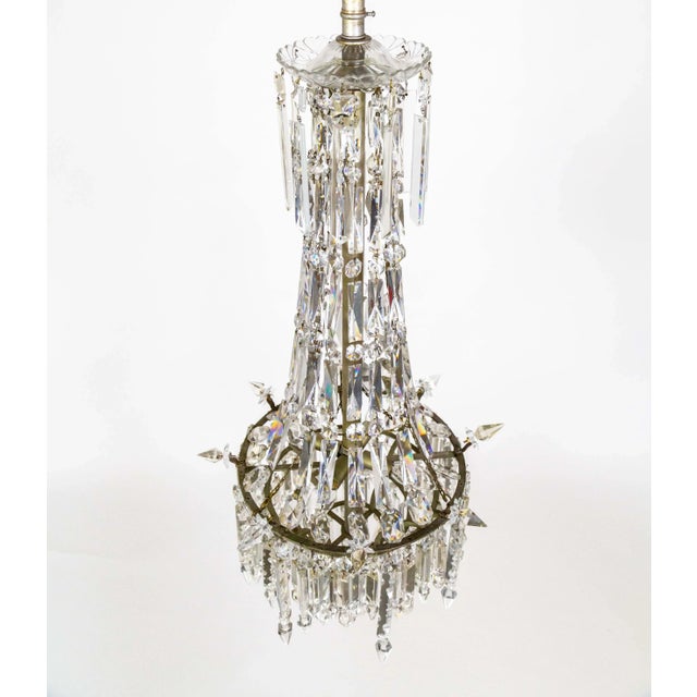 Transparent Early 20th Century Cut Crystal Spear Empire Chandelier For Sale - Image 8 of 12