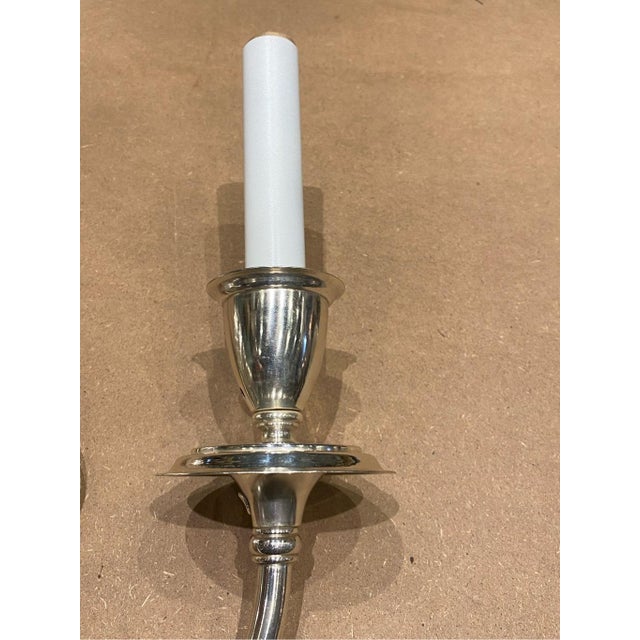 Traditional Vintage Classic Double-Arm Wall Sconce Polished Metal Finish For Sale - Image 3 of 5