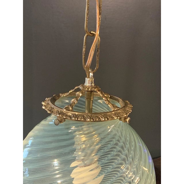 Mid-Century Murano Opalescent Glass Hanging Pendant Light. For Sale - Image 4 of 9