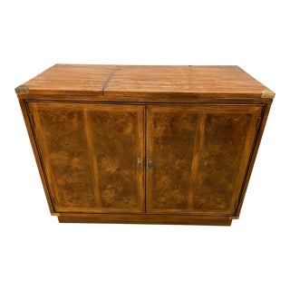 1960s Mid-Century Modern Fruitwood Flip Top Bar Liquor Cabinet and Dry Bar For Sale
