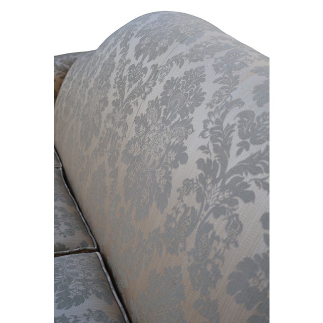 1990s Ethan Allen Chippendale Camelback Sofa in Silver-Champagne Silk Damask For Sale In Washington DC - Image 6 of 18