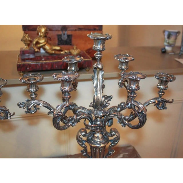 Silver Continental Silvered Candelabra - A Pair For Sale - Image 8 of 10