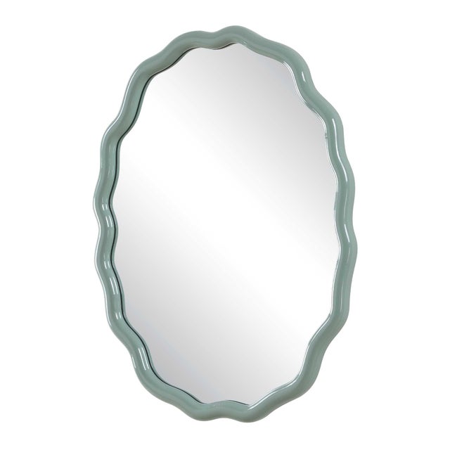 Kenneth Ludwig Chicago Isly Robin's Egg Blue Oval Mirror For Sale - Image 4 of 6